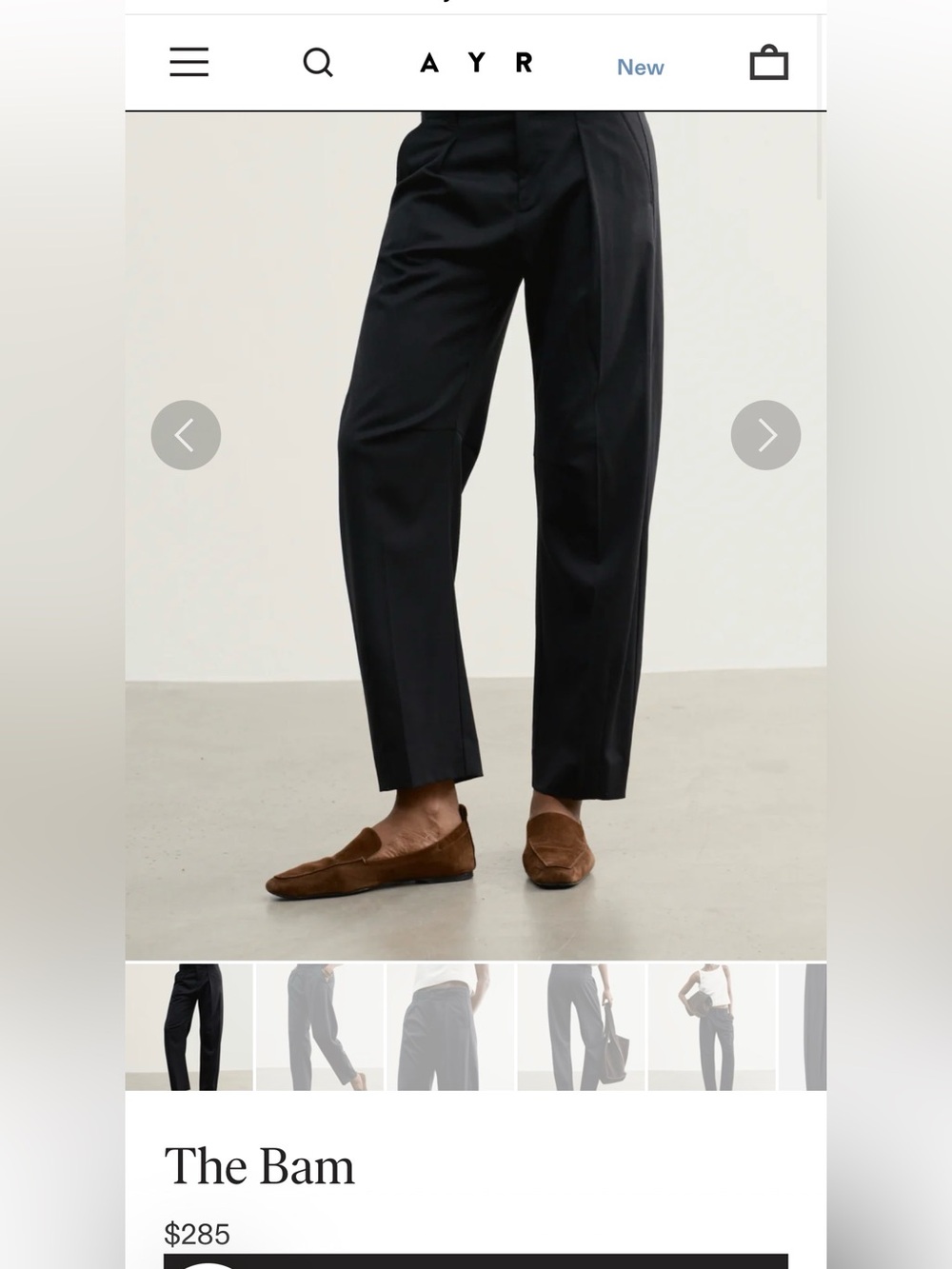 AYR The Bam Premium Pleated Baby Barrel Leg Pant